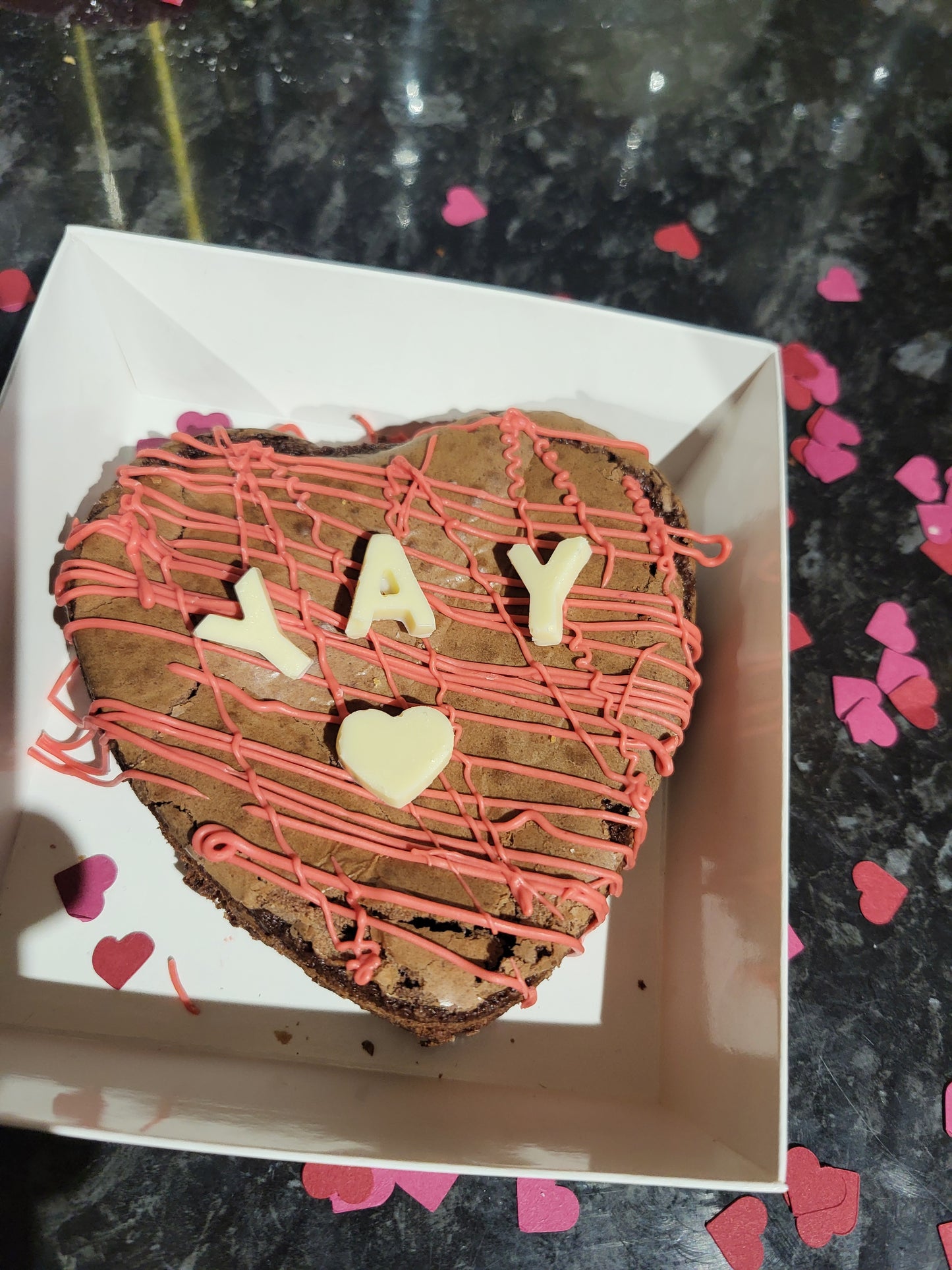 4" heart shaped message brownie - Valentine's special
