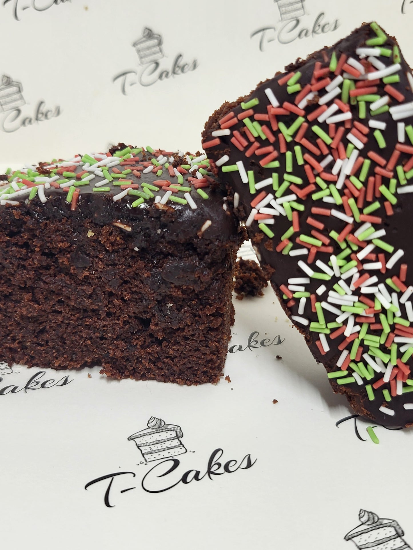 Chocolate Sprinkle Cake Slice